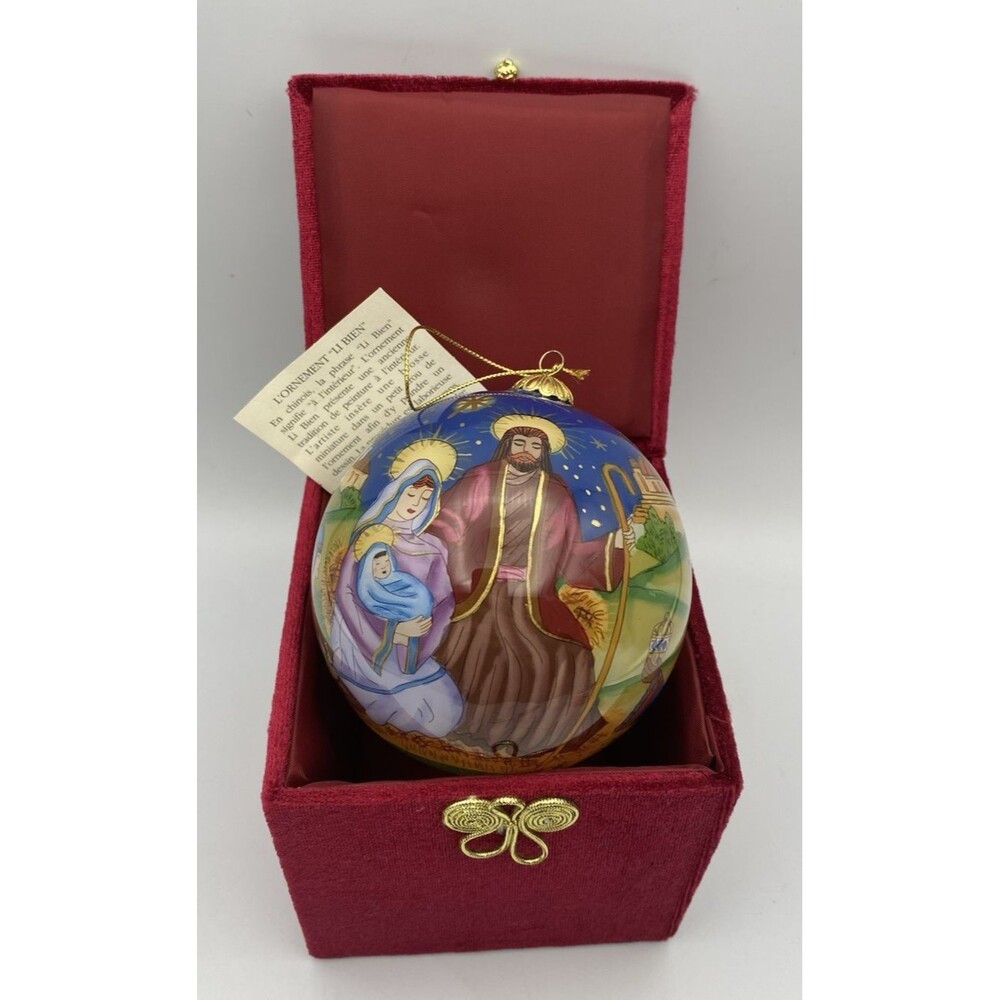 Vintage Li Bien Nativity Scene Holy Family Christmas Tree Ornament 2005 Red Box